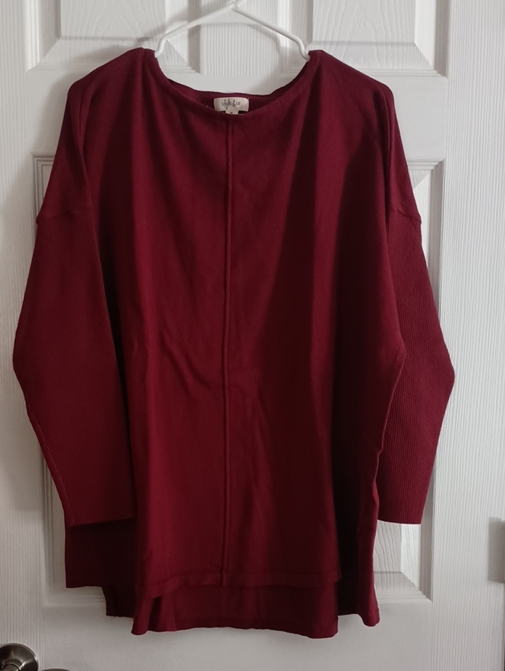 Style & Co. Women's Scoop-Neck Pullover Sweater - Wine Size 2X (b260)
